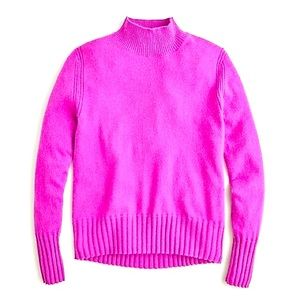 J.CREW HOT PINK CASHMERE MOCK NECK SWEATER L